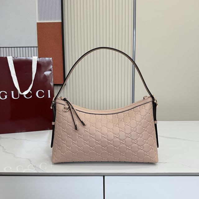 GG original calfskin emblem medium shoulder bag 847449 pink beige