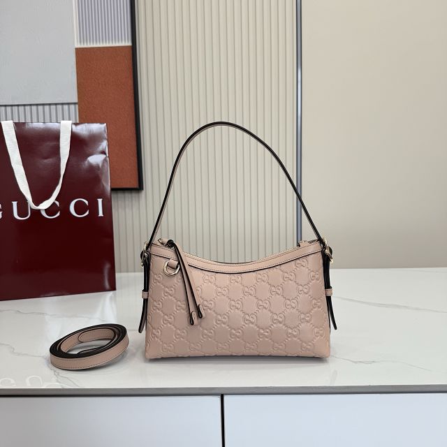 GG original calfskin emblem small shoulder bag 847450 pink beige