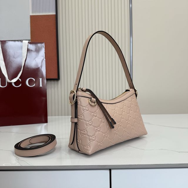 GG original calfskin emblem small shoulder bag 847450 pink beige