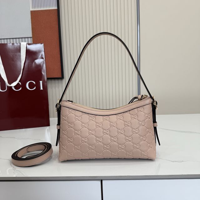GG original calfskin emblem small shoulder bag 847450 pink beige