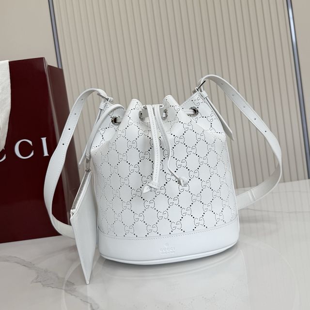 GG original calfskin venice small bucket bag A002GW white