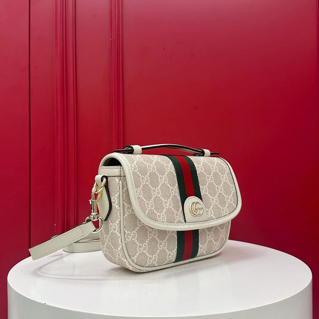 GG original fabric ophidia small top handle bag 836843 white