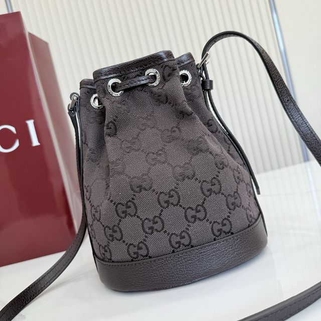 GG original canvas venice mini bucket bag 875237 dark brown