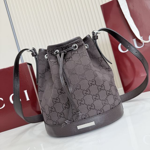 GG original canvas venice small bucket bag 875237 dark brown