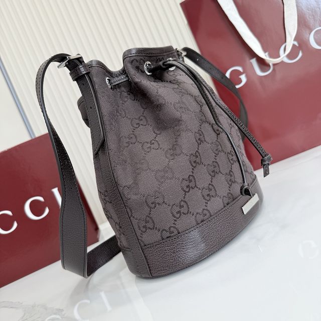 GG original canvas venice small bucket bag 875237 dark brown