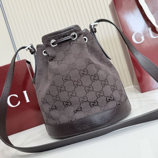 GG original canvas venice small bucket bag 875237 dark brown