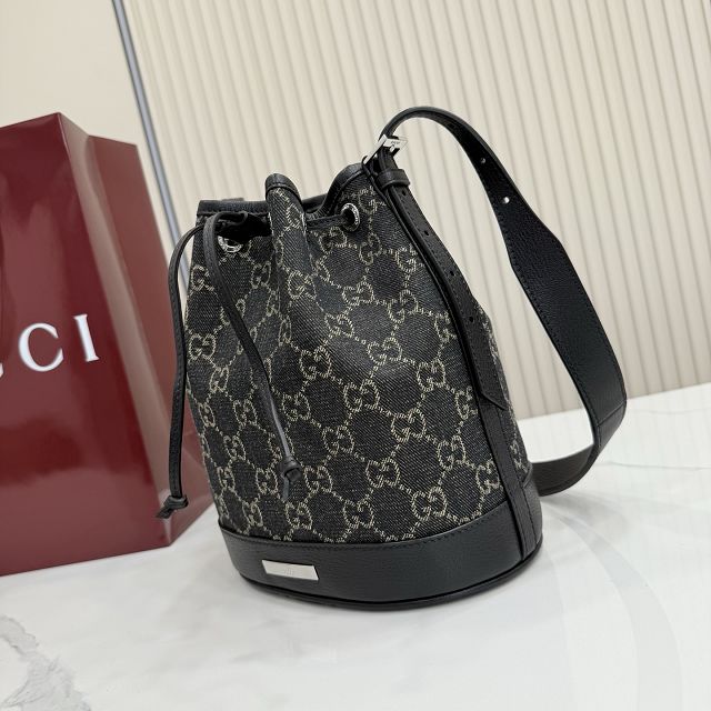 GG original denim venice small bucket bag 875237 black