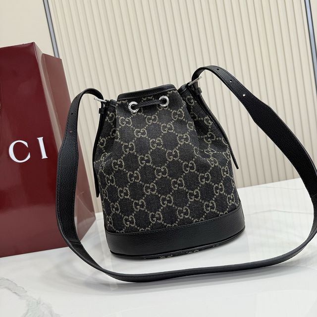 GG original denim venice small bucket bag 875237 black