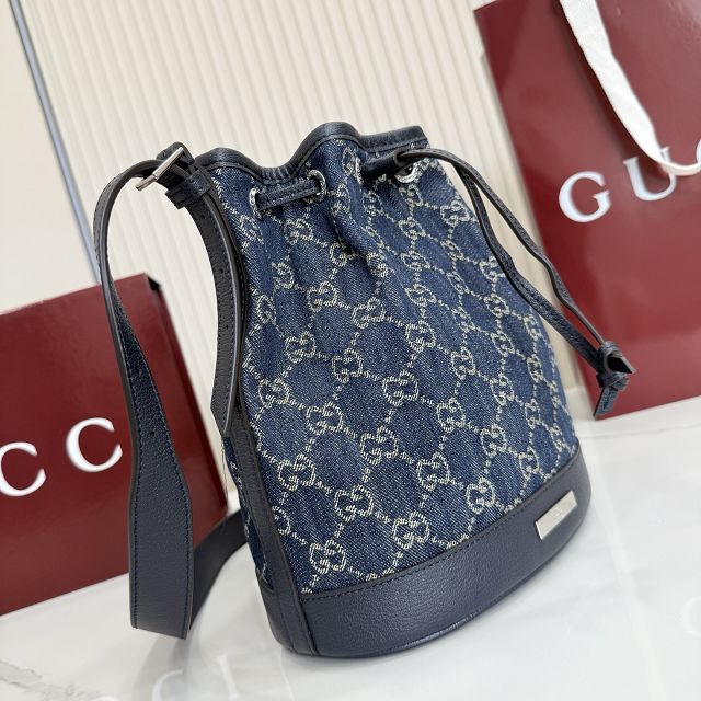 GG original denim venice small bucket bag 875237 blue