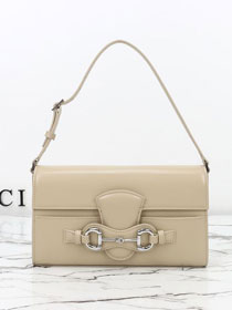 GG original calfskin horsebit ristretto small shoulder bag A0020Y beige