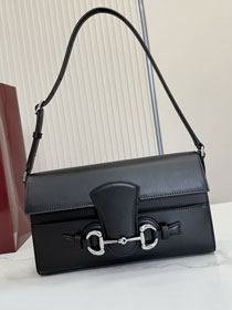 GG original calfskin horsebit ristretto small shoulder bag A0020Y black