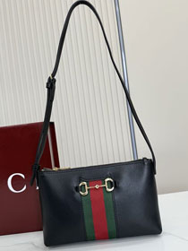 GG original calfskin horsebit web small shoulder bag 867130 black