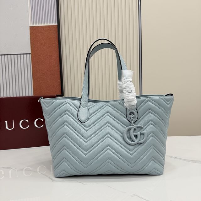 GG original calfskin marmont medium tote bag 855279 light blue