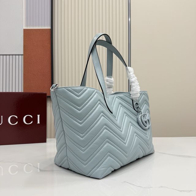 GG original calfskin marmont medium tote bag 855279 light blue
