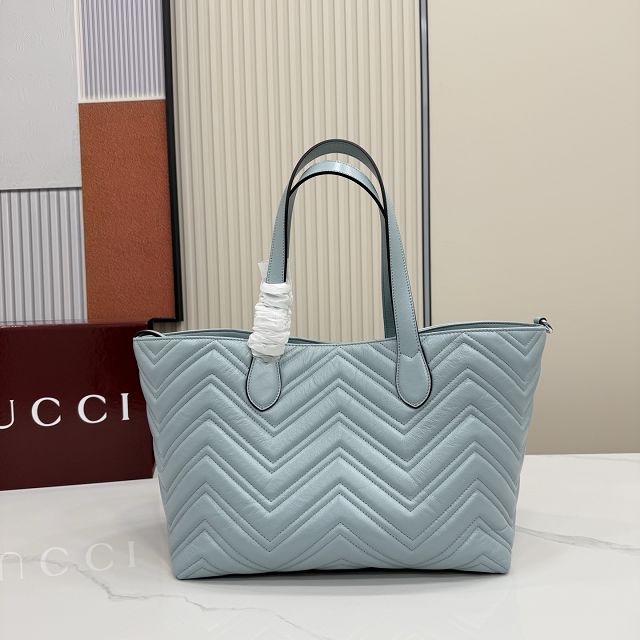 GG original calfskin marmont medium tote bag 855279 light blue