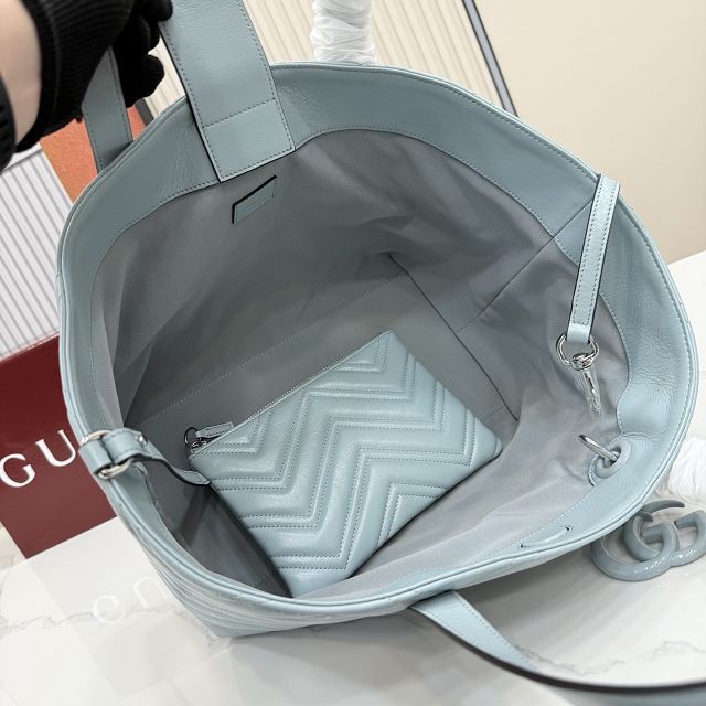 GG original calfskin marmont medium tote bag 855279 light blue