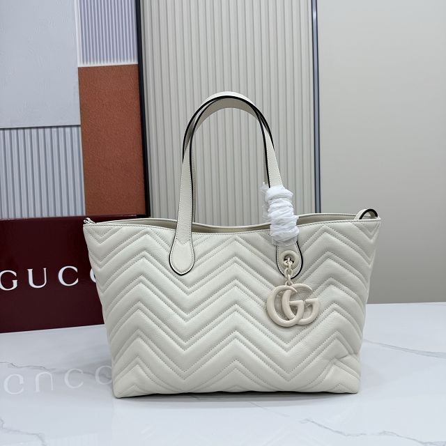 GG original calfskin marmont medium tote bag 855279 white