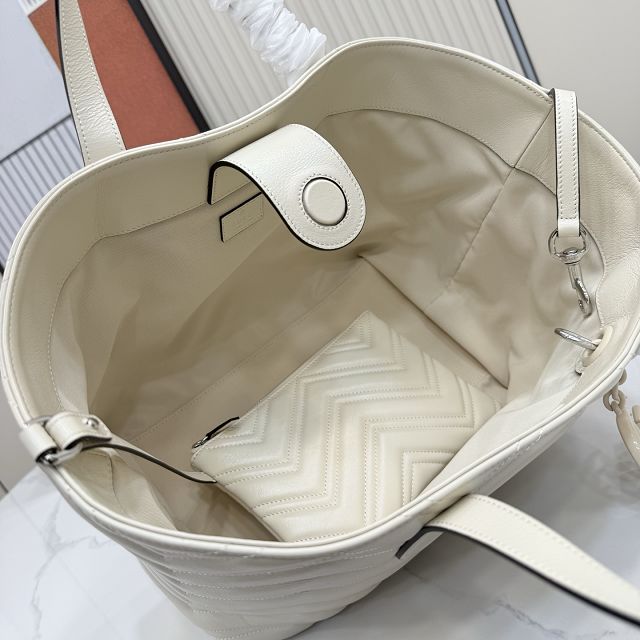 GG original calfskin marmont medium tote bag 855279 white