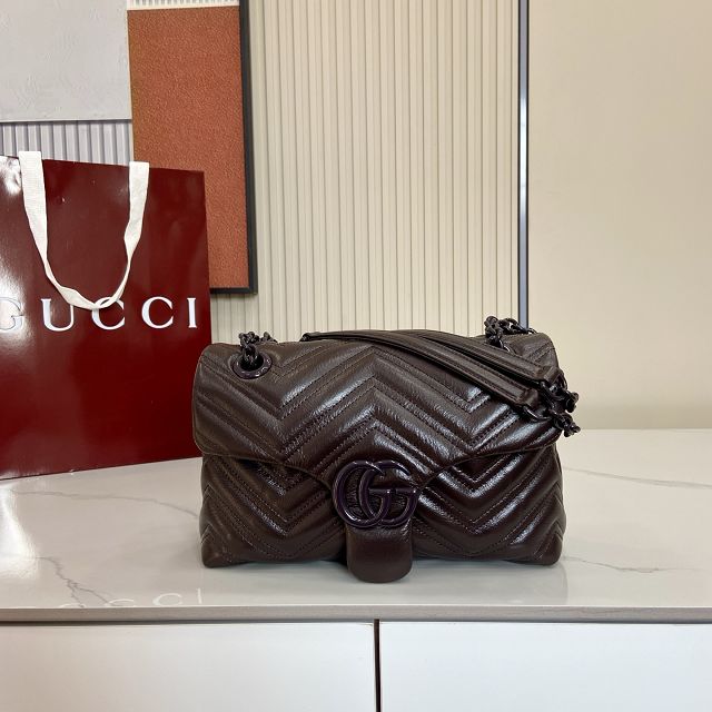 GG original calfskin marmont small shoulder bag 855371 dark brown