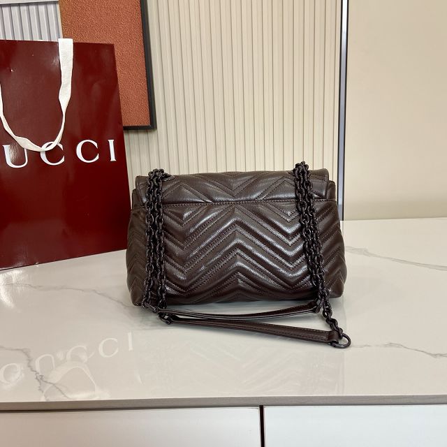 GG original calfskin marmont small shoulder bag 855371 dark brown