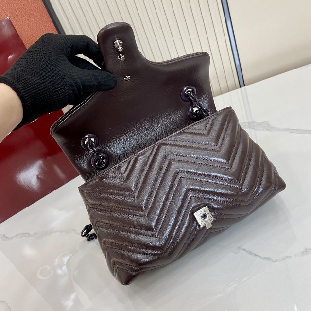 GG original calfskin marmont small shoulder bag 855371 dark brown