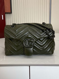 GG original calfskin marmont small shoulder bag 855371 dark green