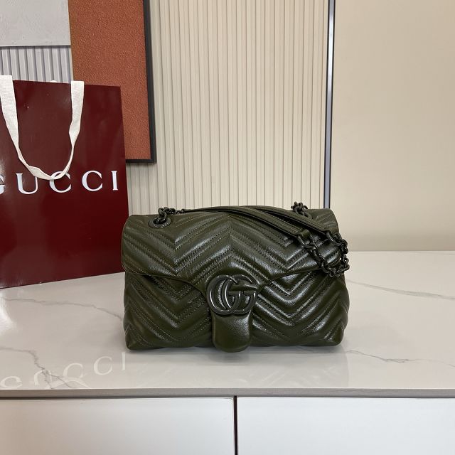 GG original calfskin marmont small shoulder bag 855371 dark green