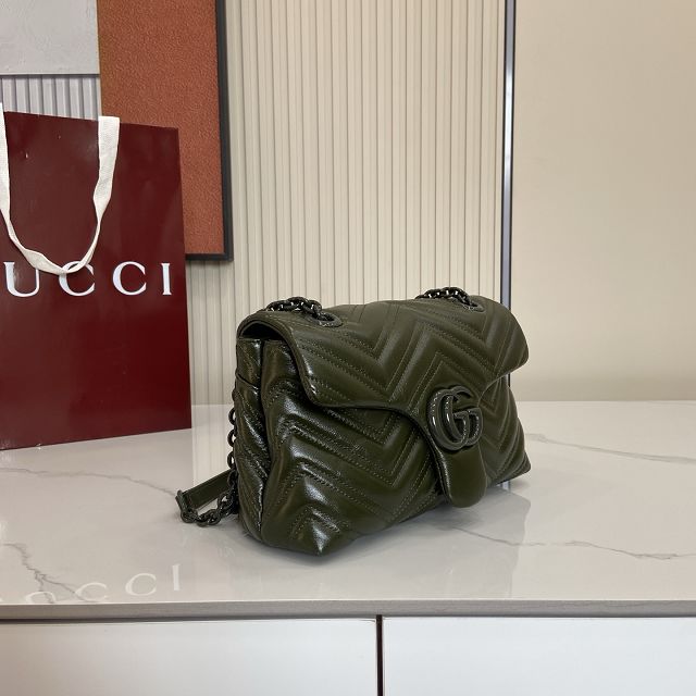 GG original calfskin marmont small shoulder bag 855371 dark green