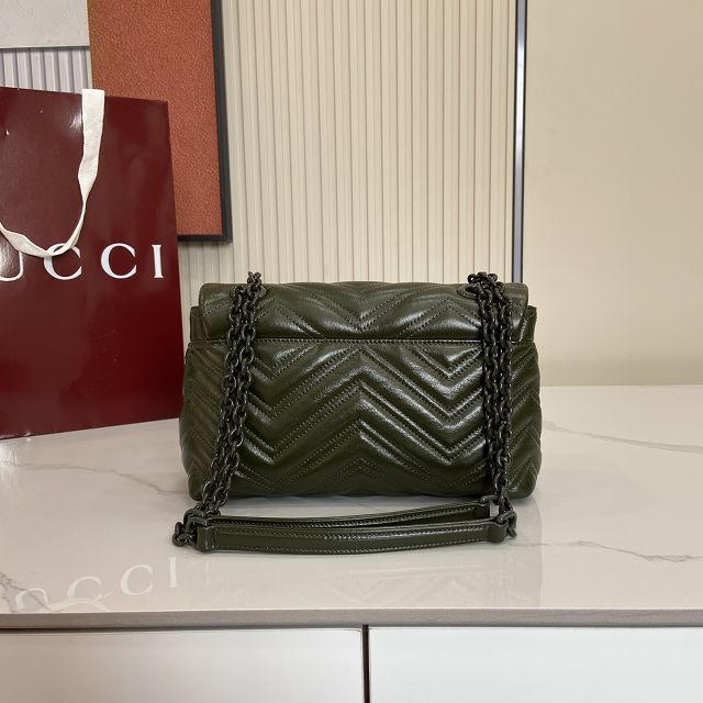 GG original calfskin marmont small shoulder bag 855371 dark green