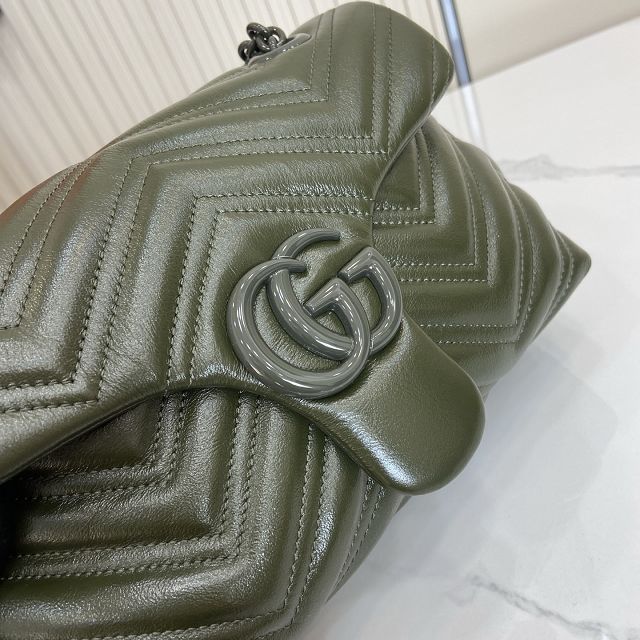 GG original calfskin marmont small shoulder bag 855371 dark green