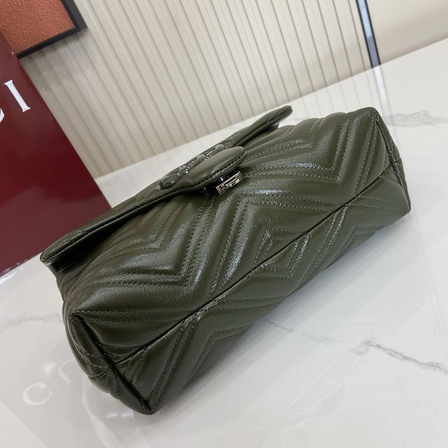 GG original calfskin marmont small shoulder bag 855371 dark green