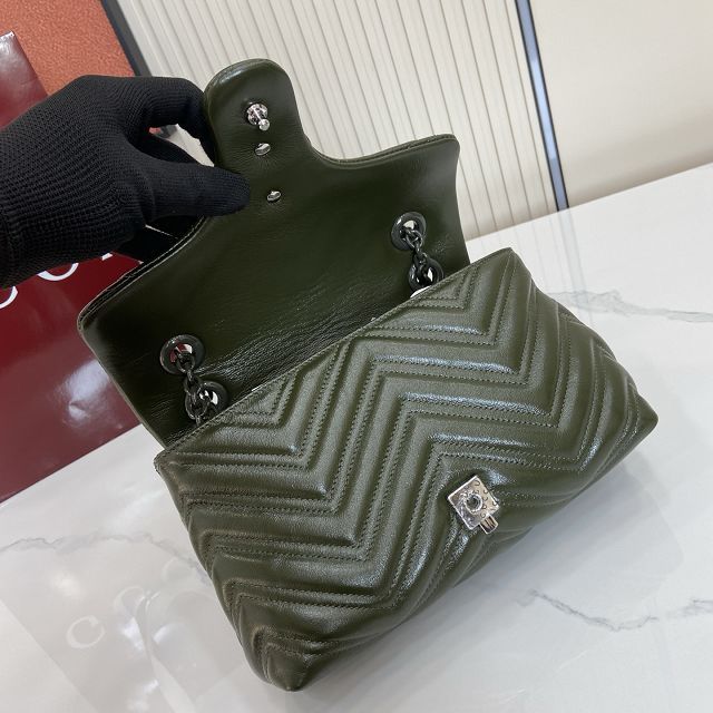 GG original calfskin marmont small shoulder bag 855371 dark green