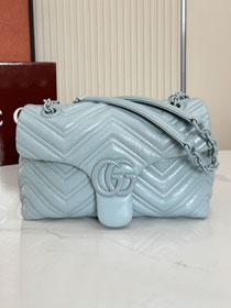 GG original calfskin marmont small shoulder bag 855371 light blue