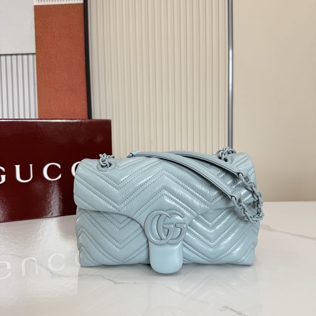 GG original calfskin marmont small shoulder bag 855371 light blue