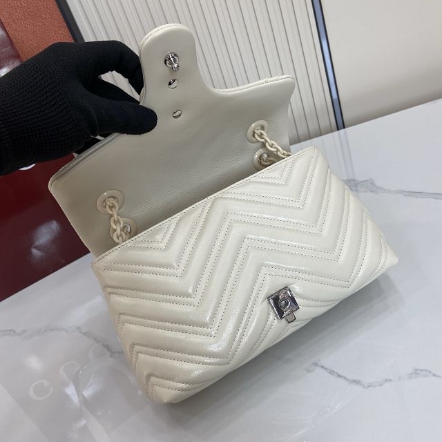 GG original calfskin marmont small shoulder bag 855371 white