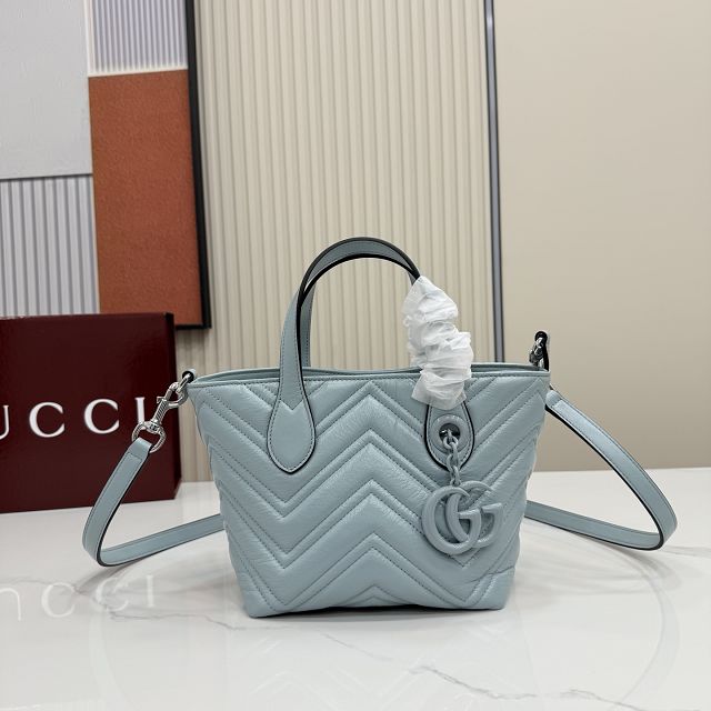 GG original calfskin marmont small tote bag 855391 light blue