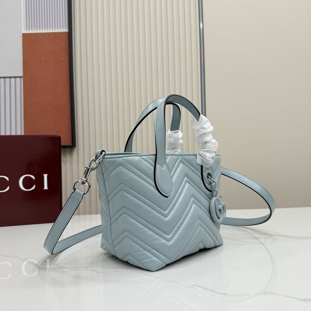 GG original calfskin marmont small tote bag 855391 light blue