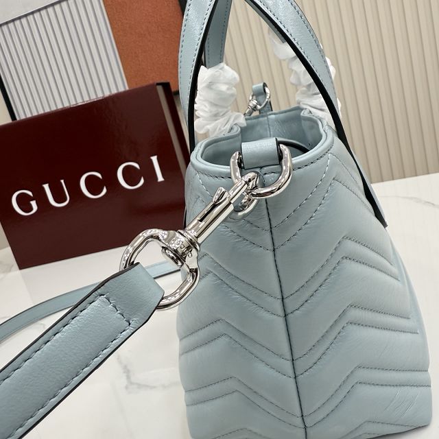 GG original calfskin marmont small tote bag 855391 light blue