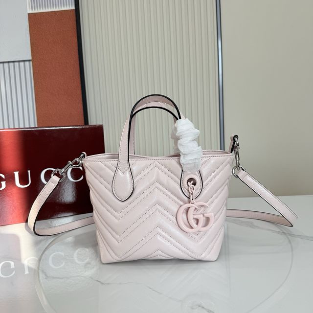 GG original calfskin marmont small tote bag 855391 light pink