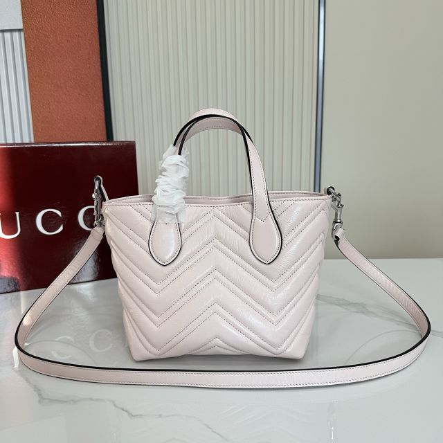 GG original calfskin marmont small tote bag 855391 light pink