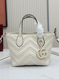 GG original calfskin marmont small tote bag 855391 white