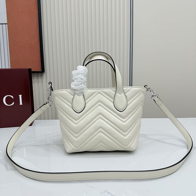 GG original calfskin marmont small tote bag 855391 white