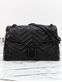 GG original calfskin marmont medium shoulder bag 850676 black