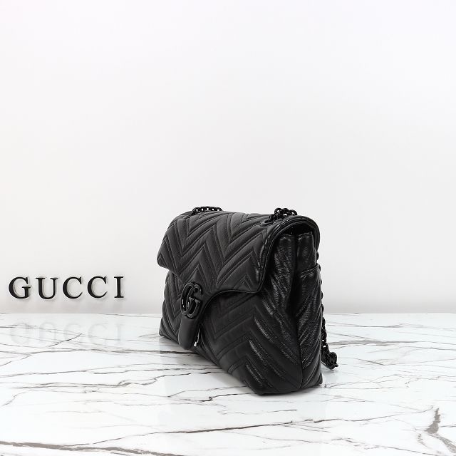 GG original calfskin marmont medium shoulder bag 850676 black