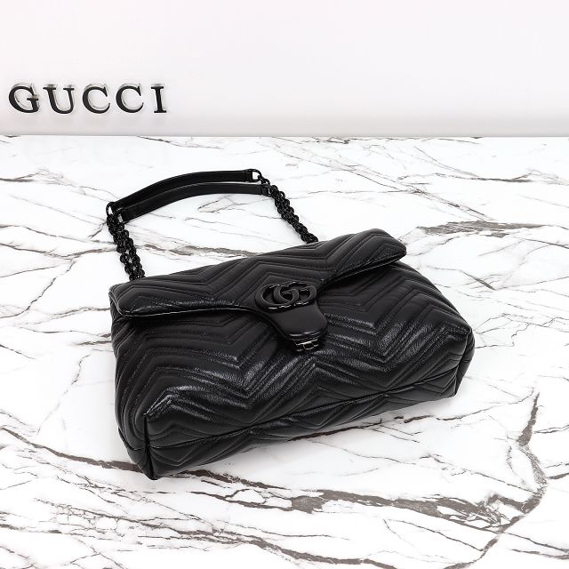 GG original calfskin marmont medium shoulder bag 850676 black