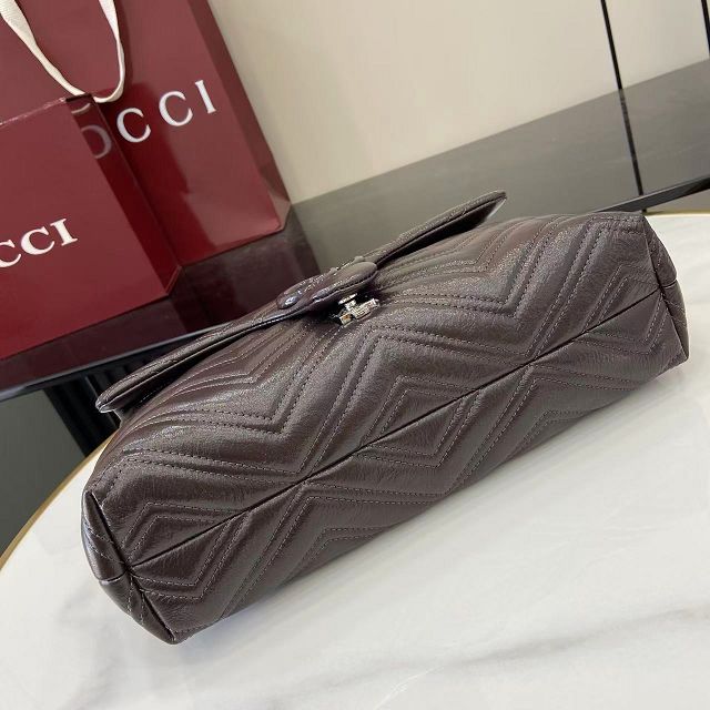 GG original calfskin marmont medium shoulder bag 850676 dark brown