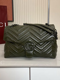 GG original calfskin marmont medium shoulder bag 850676 dark green