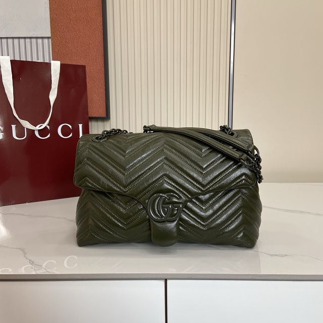GG original calfskin marmont medium shoulder bag 850676 dark green