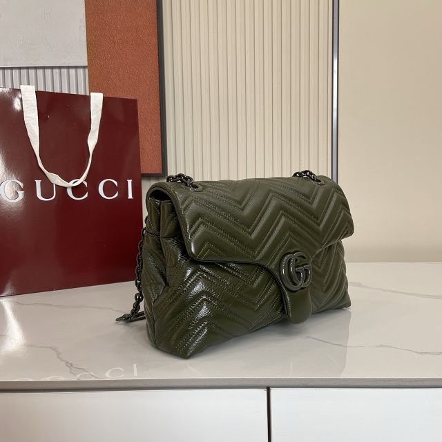GG original calfskin marmont medium shoulder bag 850676 dark green