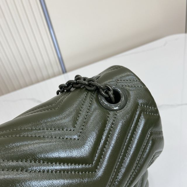 GG original calfskin marmont medium shoulder bag 850676 dark green